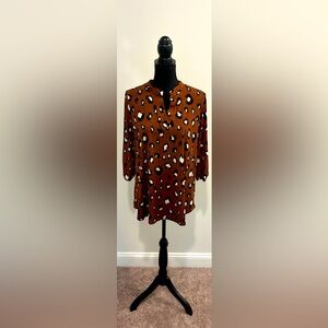 Sew In Love Animal Print 3/4 Button Sleeve Tunic Blouse - Size Small